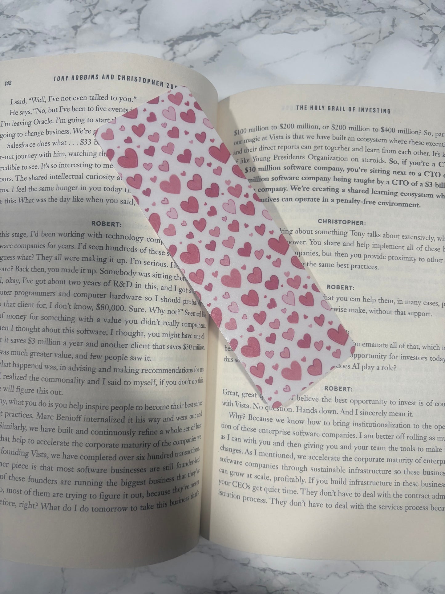 Pink Heart Bookmark | Book Lover Gift | Valentine Bookmark