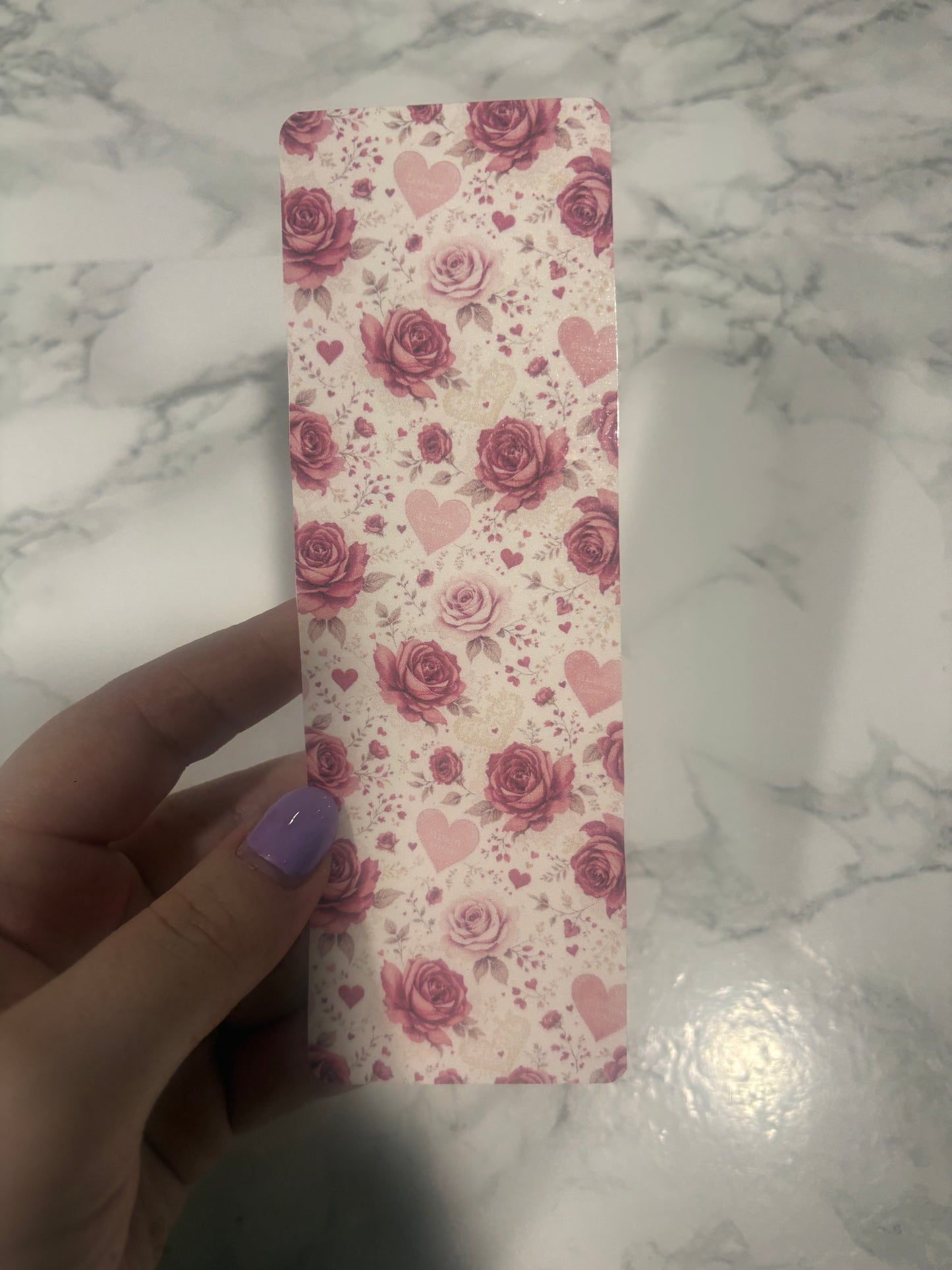 Floral Heart Bookmark | Laminated Rose Bookmark | Romantic Book Lover Gift