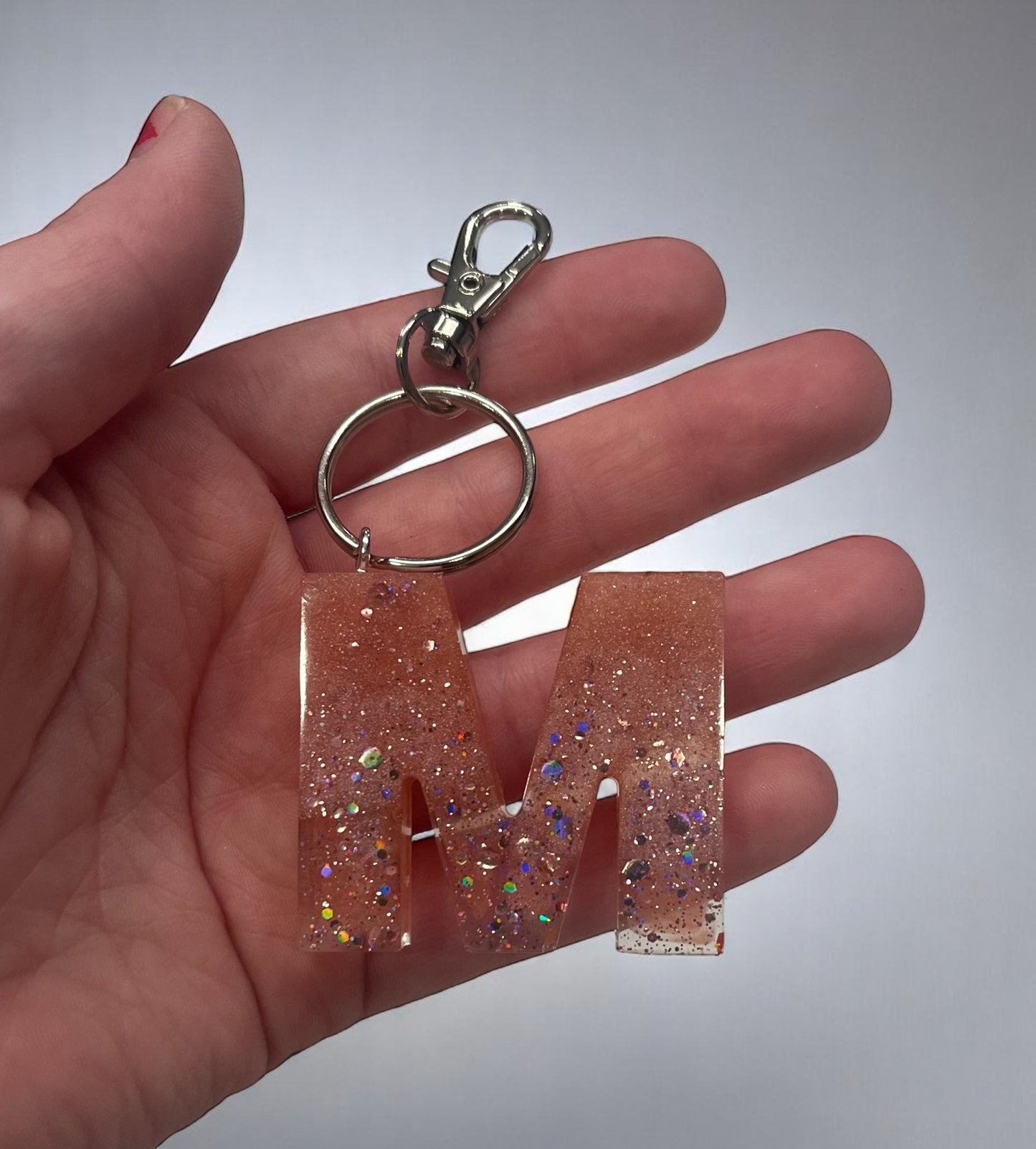 Glitter Pink Resin Keychains