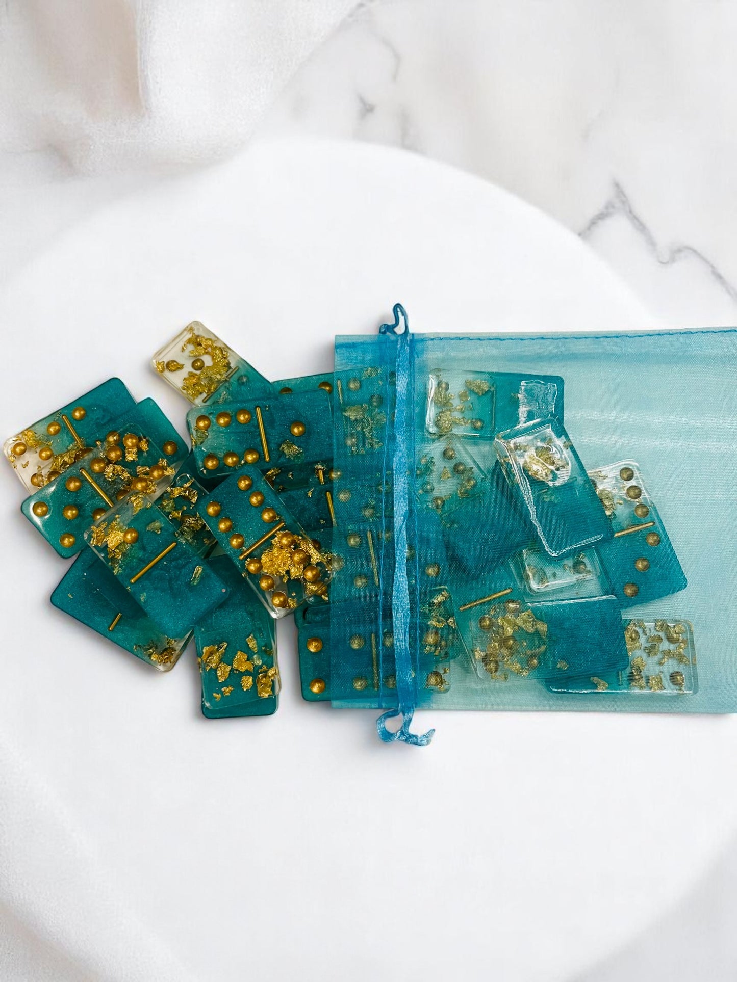 Mint Dominoes with Gold Flakes