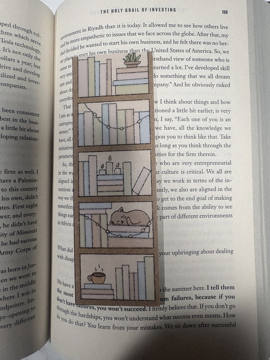 Cat on Shelves Laminated Bookmark
