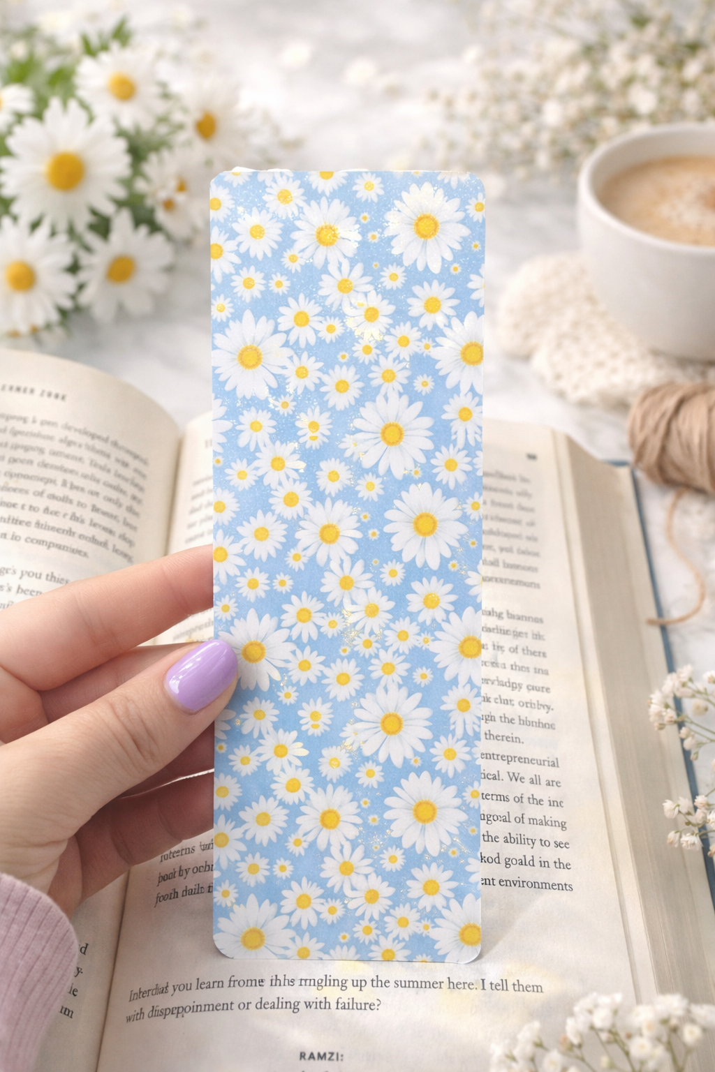 Daisy Floral Bookmark – Laminated Handmade Bookmark – Spring Reading Accessory