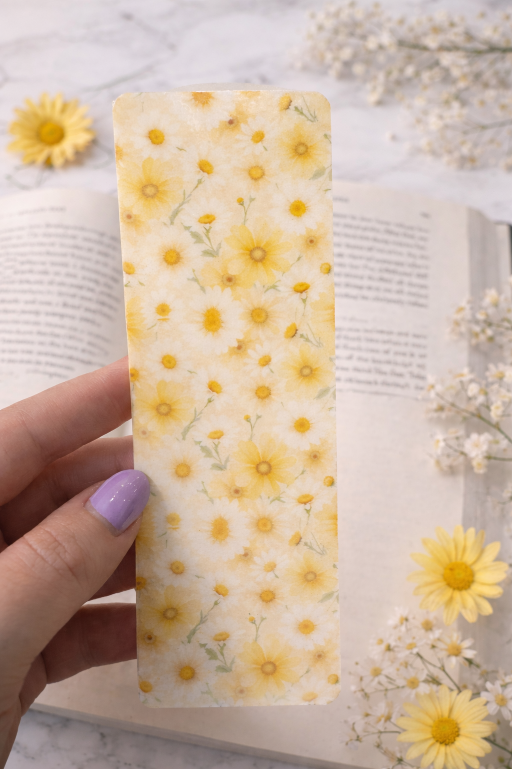 Yellow Flower Laminated Bookmark | Spring Book Lover Gift | Handmade Bookmark for Her