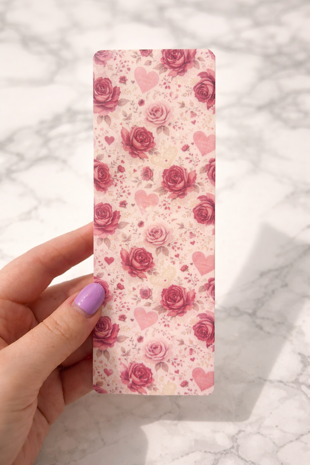 Floral Heart Bookmark | Laminated Rose Bookmark | Romantic Book Lover Gift