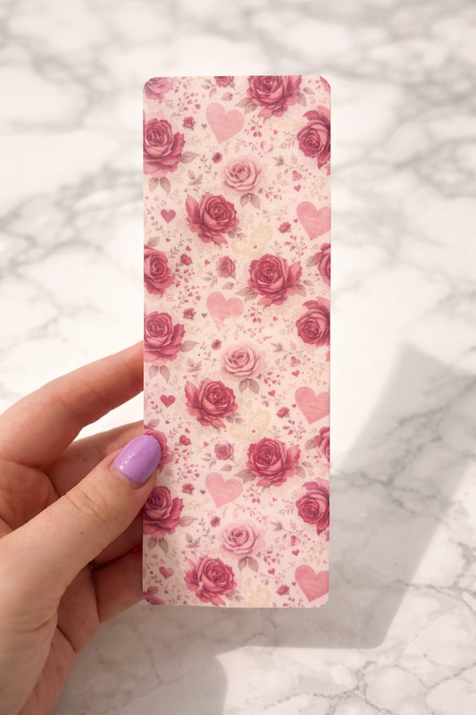 Floral Heart Bookmark | Laminated Rose Bookmark | Romantic Book Lover Gift