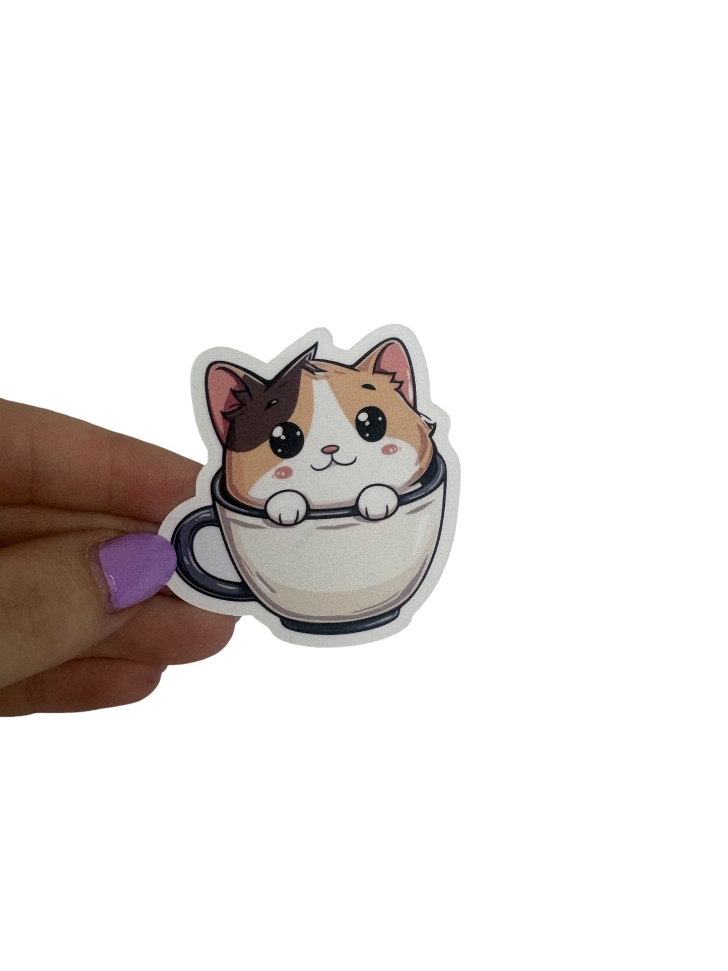 Cat in Coffee Mug Sticker