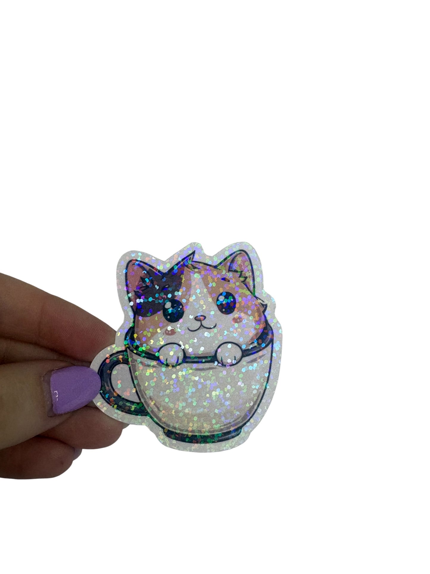 Cat in Coffee Mug Sticker