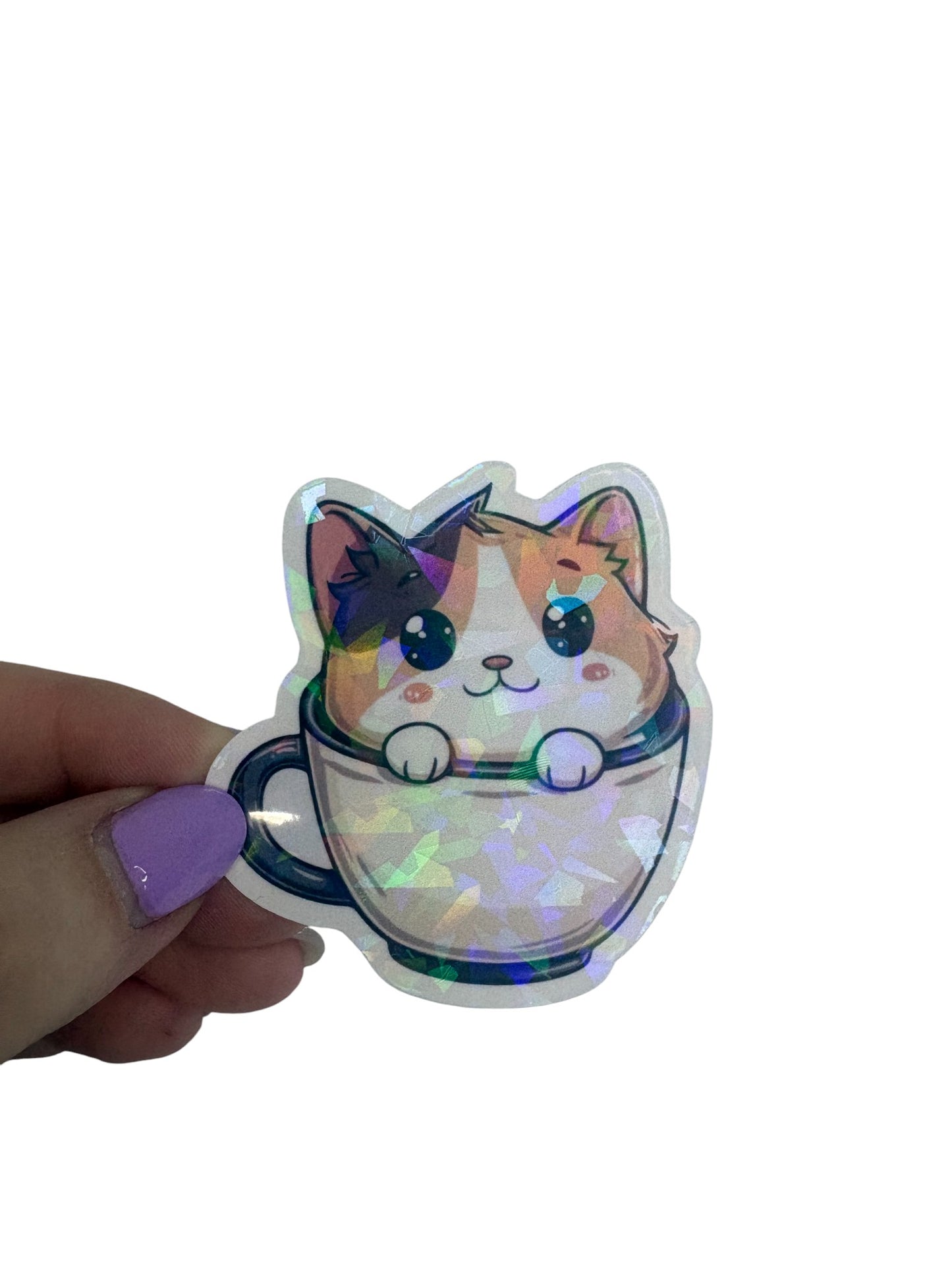 Cat in Coffee Mug Sticker