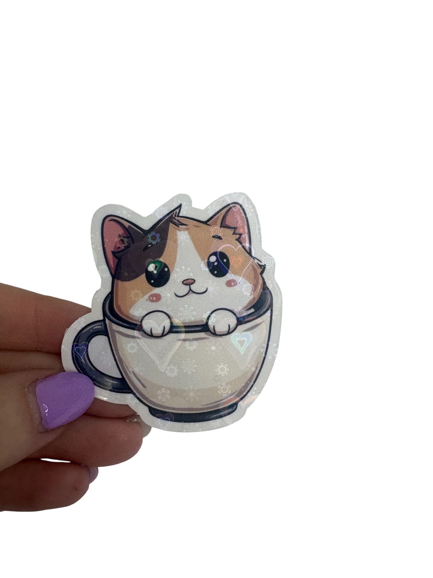 Cat in Coffee Mug Sticker