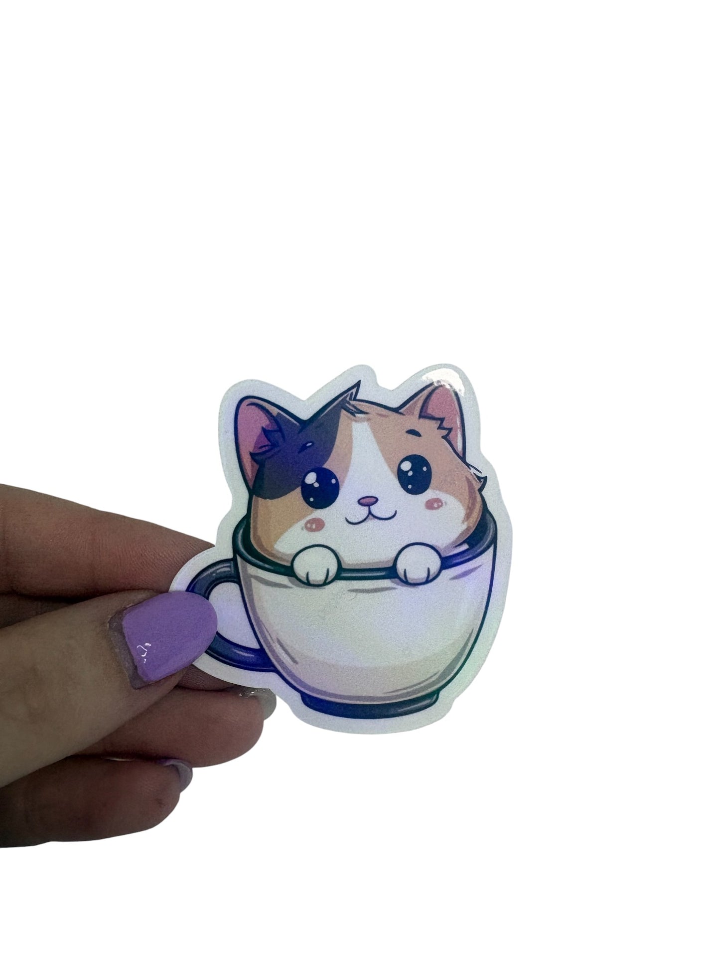 Cat in Coffee Mug Sticker