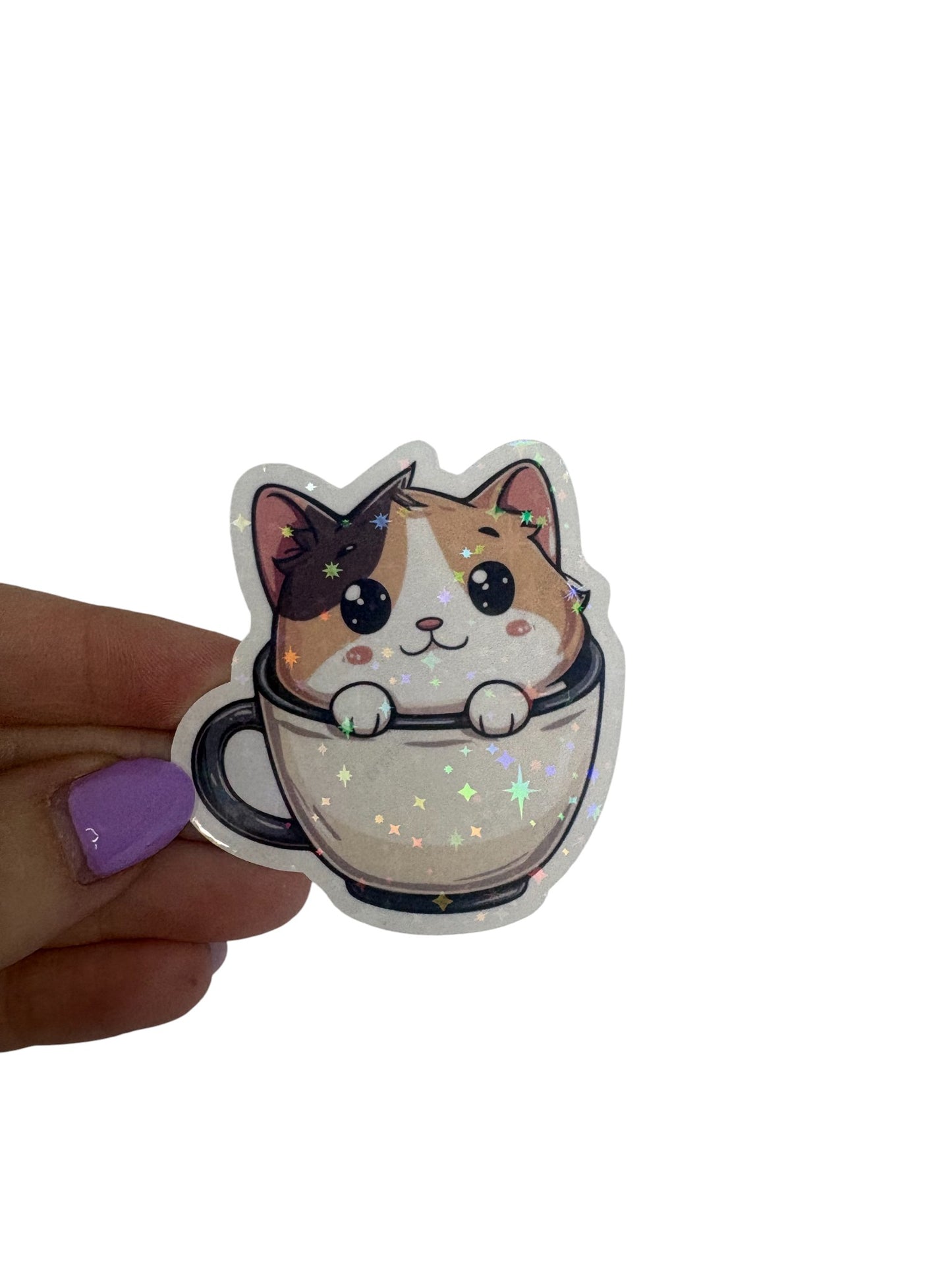 Cat in Coffee Mug Sticker