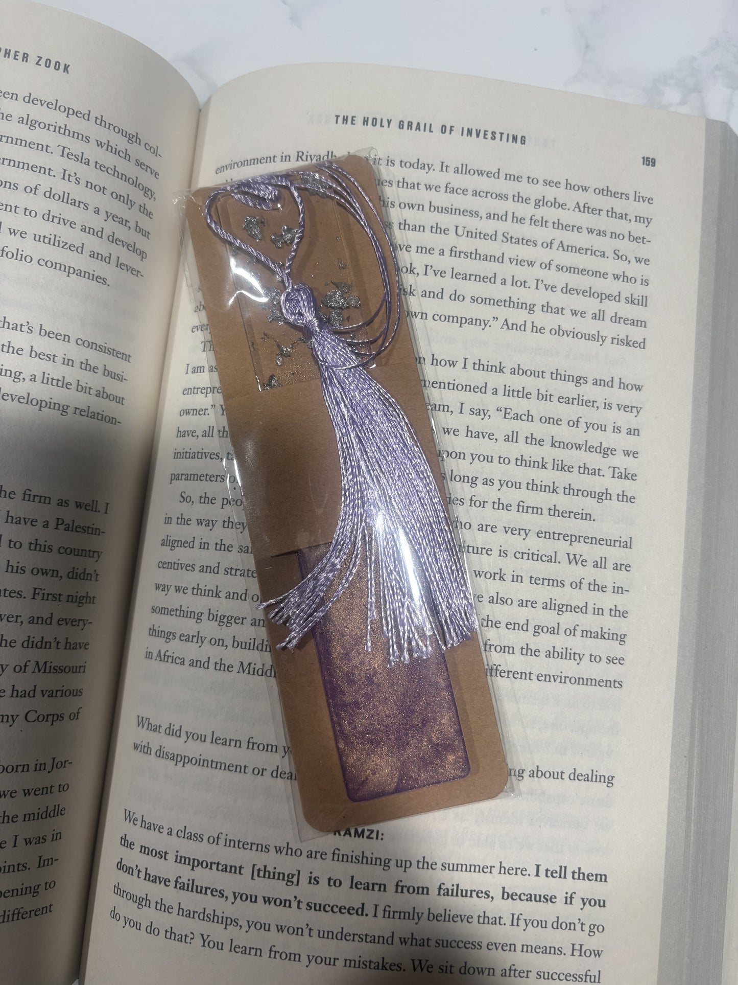 Violet-Brass Resin Bookmark