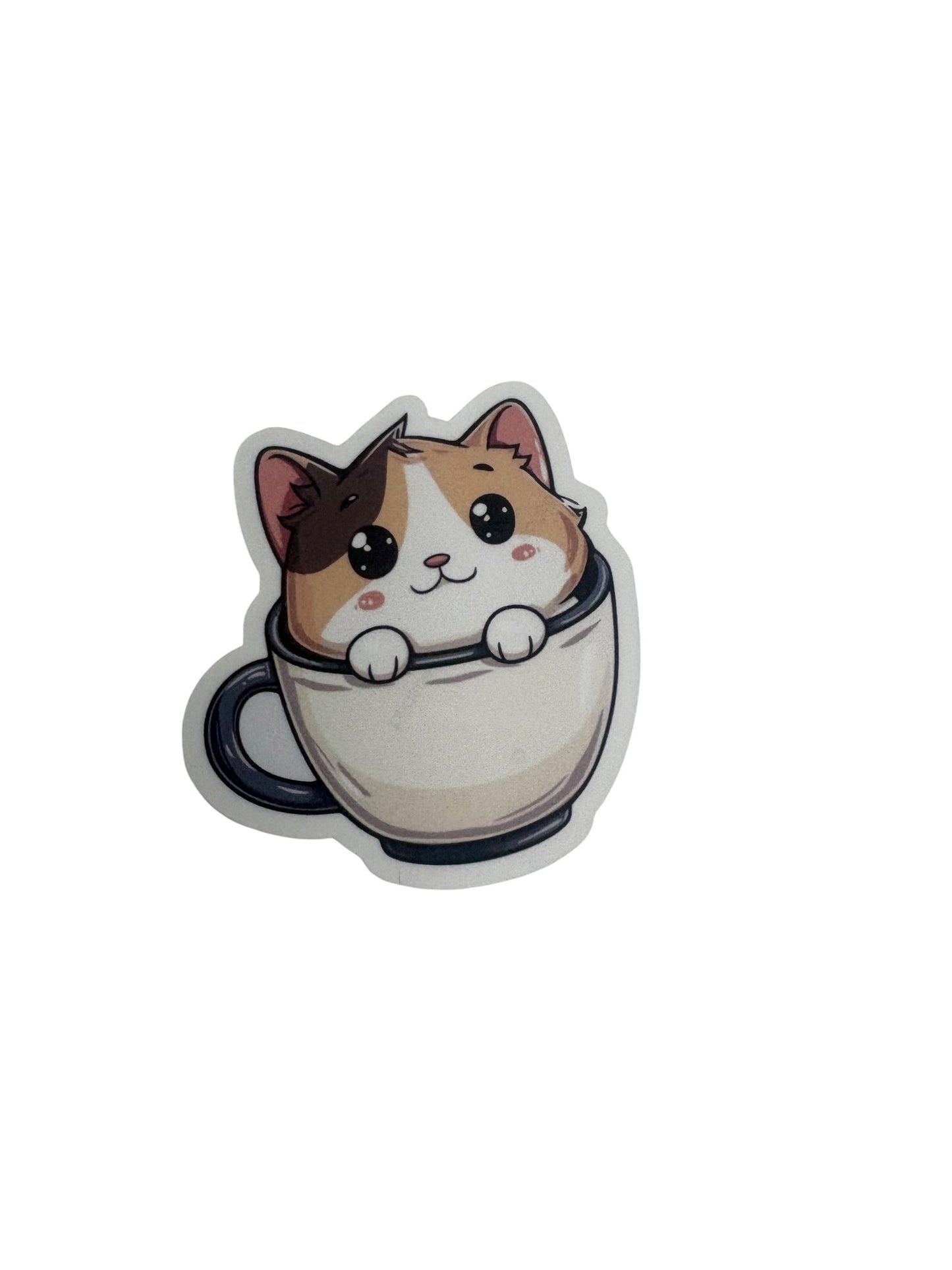 Cat in Coffee Mug Sticker