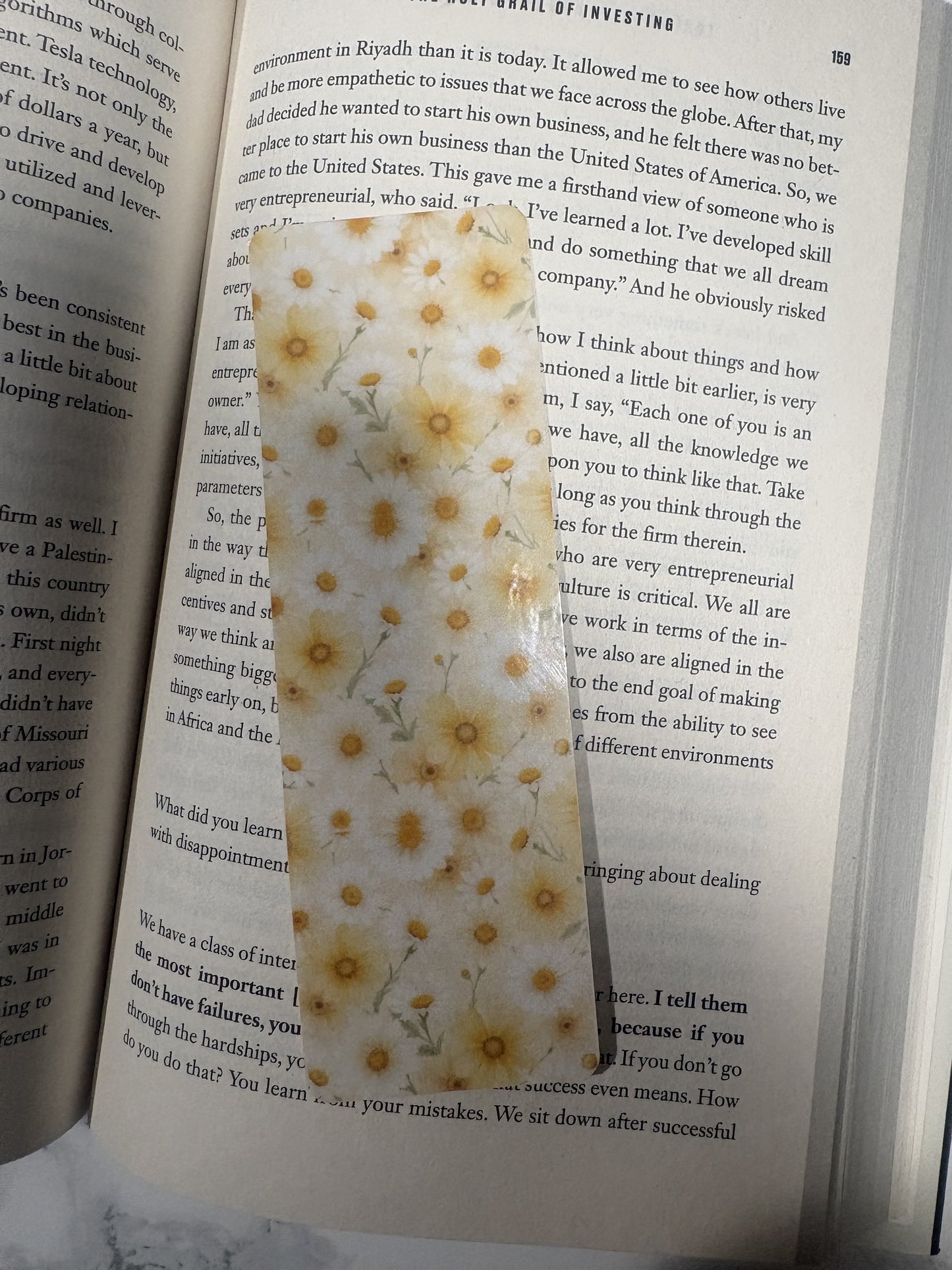 Yellow and White Flower Laminated Bookmark