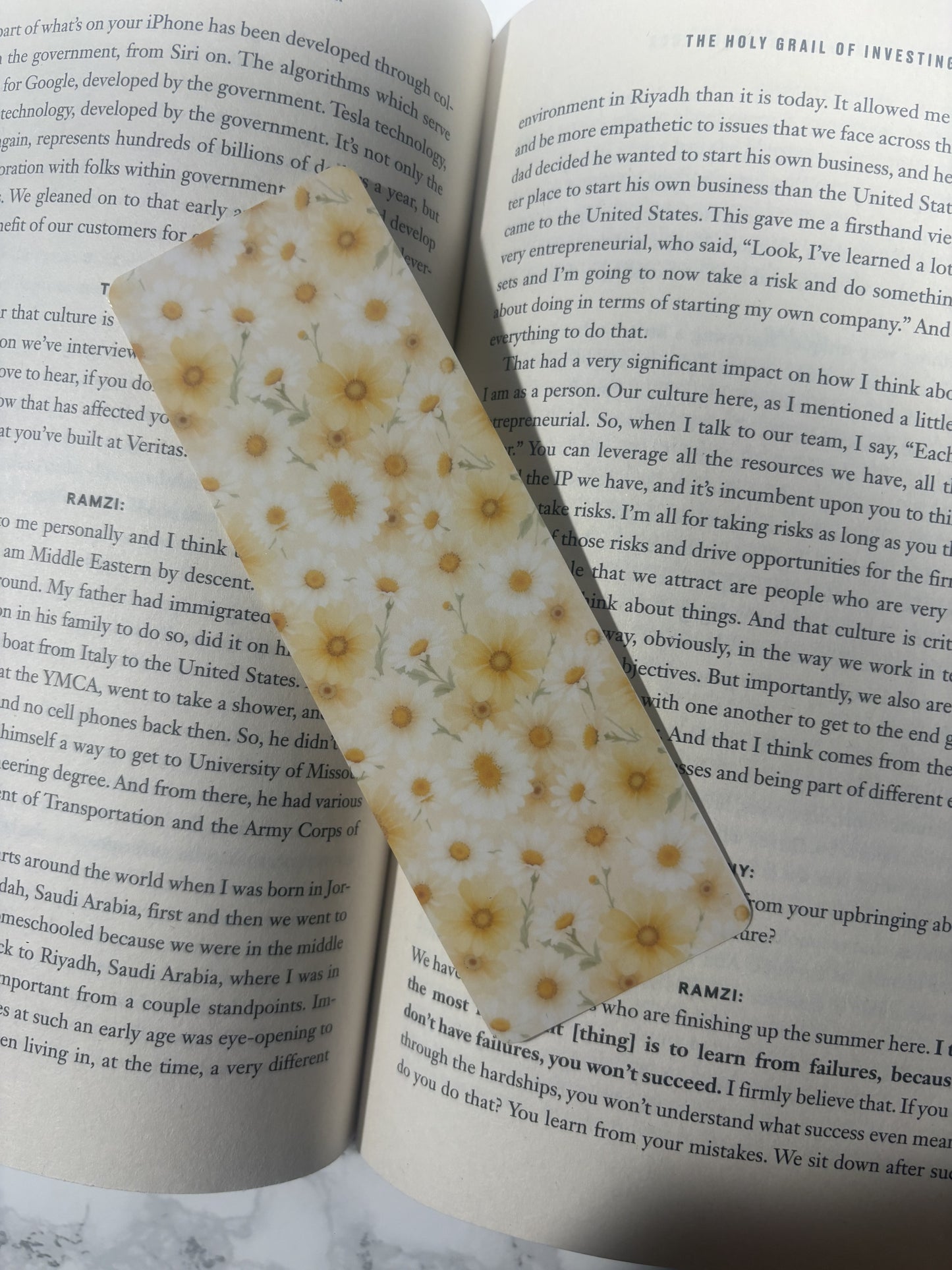Yellow and White Flower Laminated Bookmark