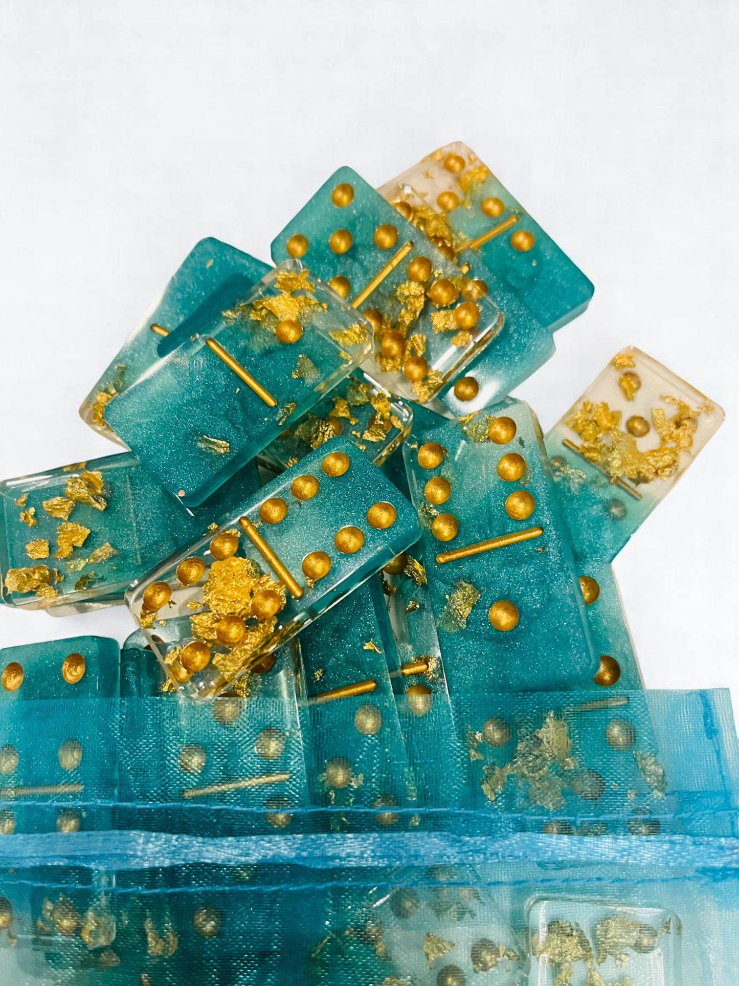 Mint Dominoes with Gold Flakes