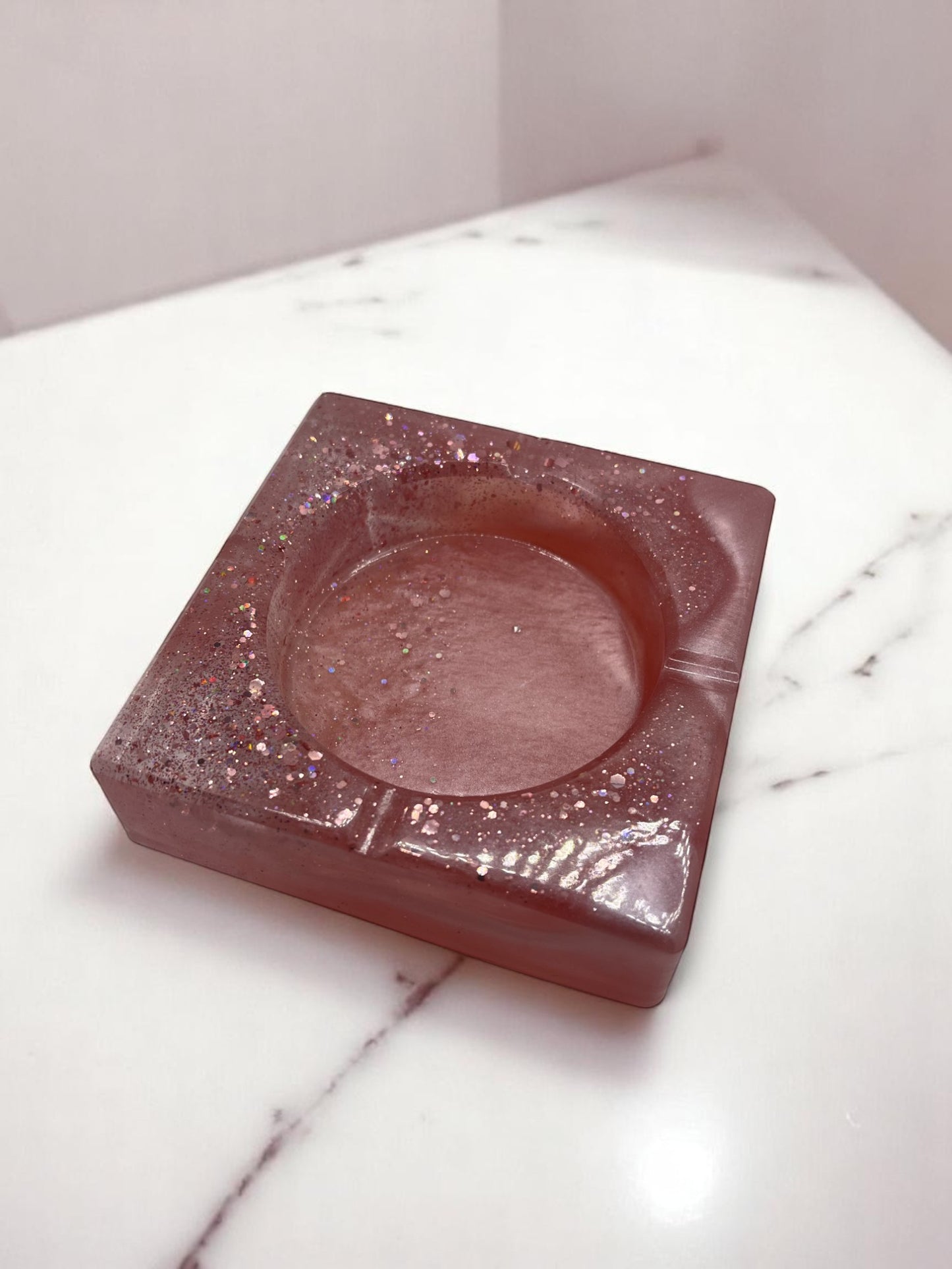 Glitter pink Resin Ashtray