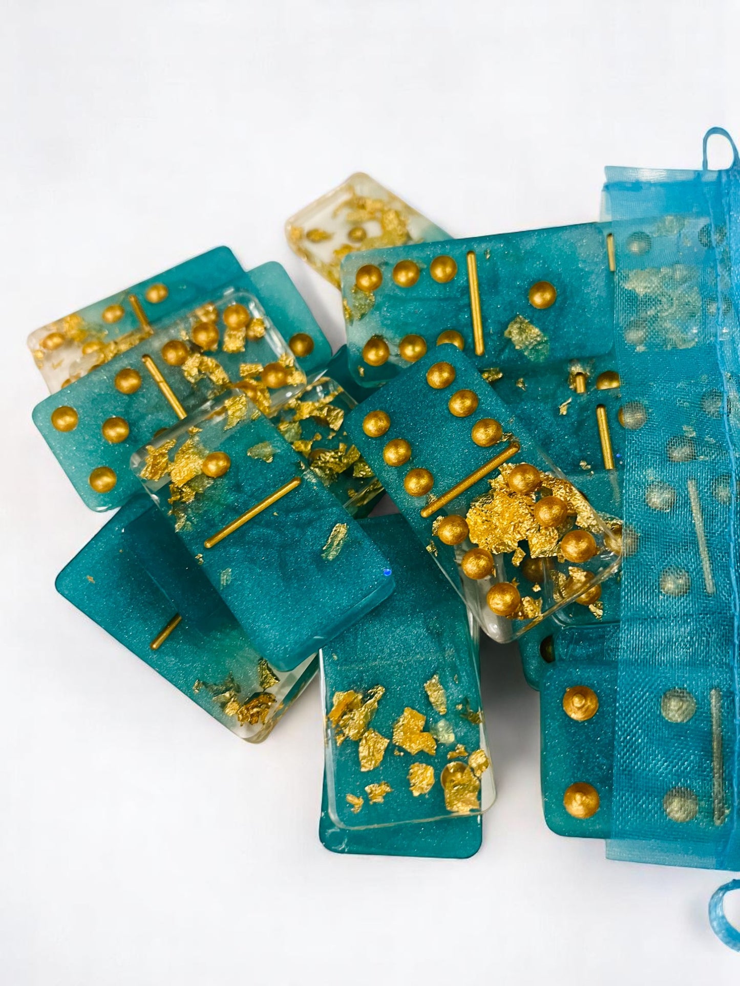 Mint Dominoes with Gold Flakes