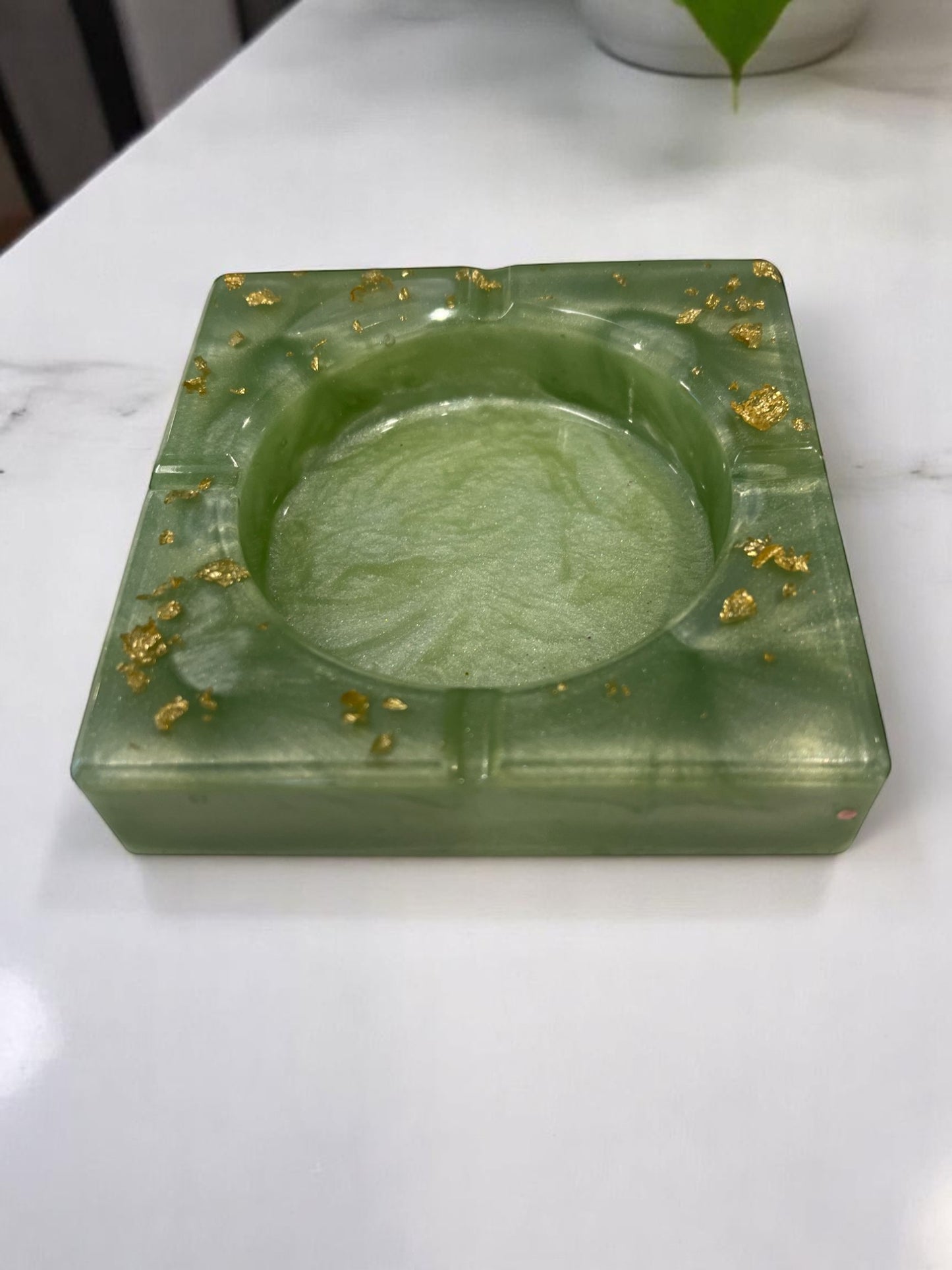 Pistachio Resin Square Ashtray