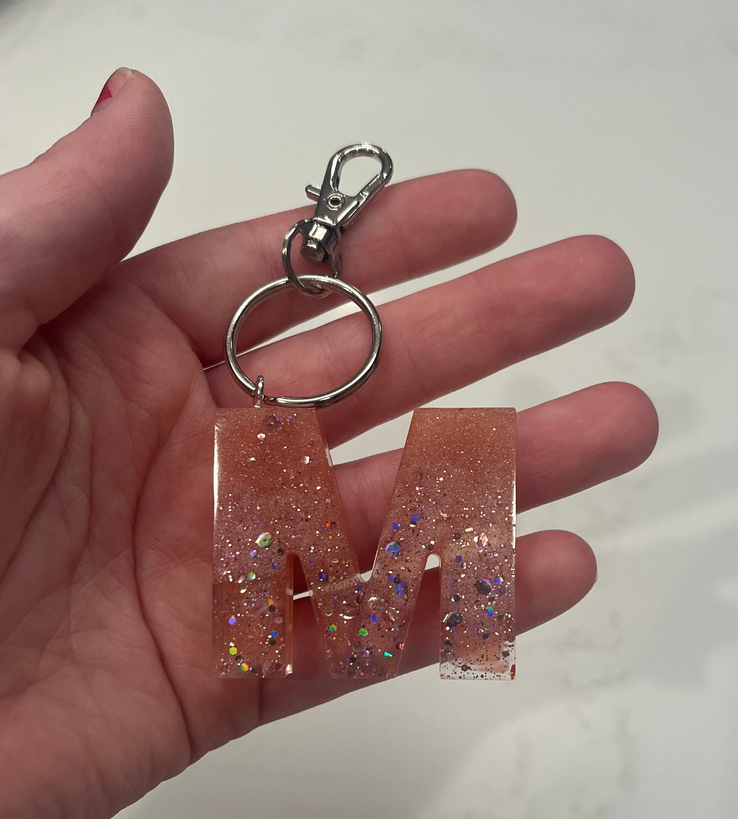 Glitter Pink Resin Keychains