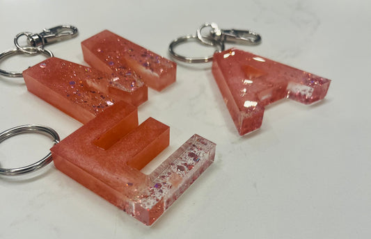 Glitter Pink Resin Keychains