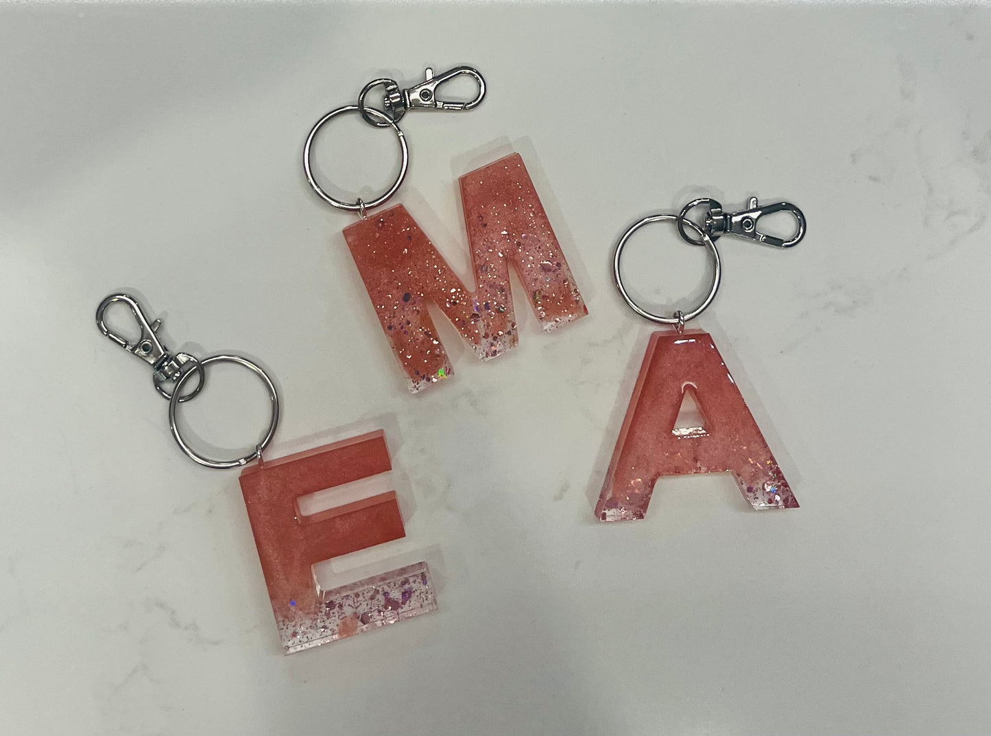 Glitter Pink Resin Keychains