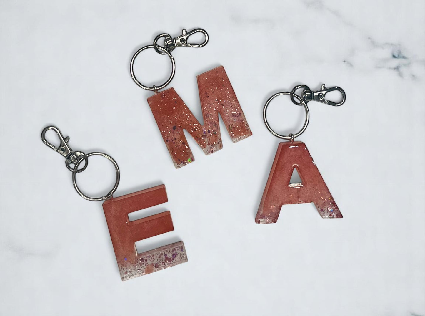 Glitter Pink Resin Keychains