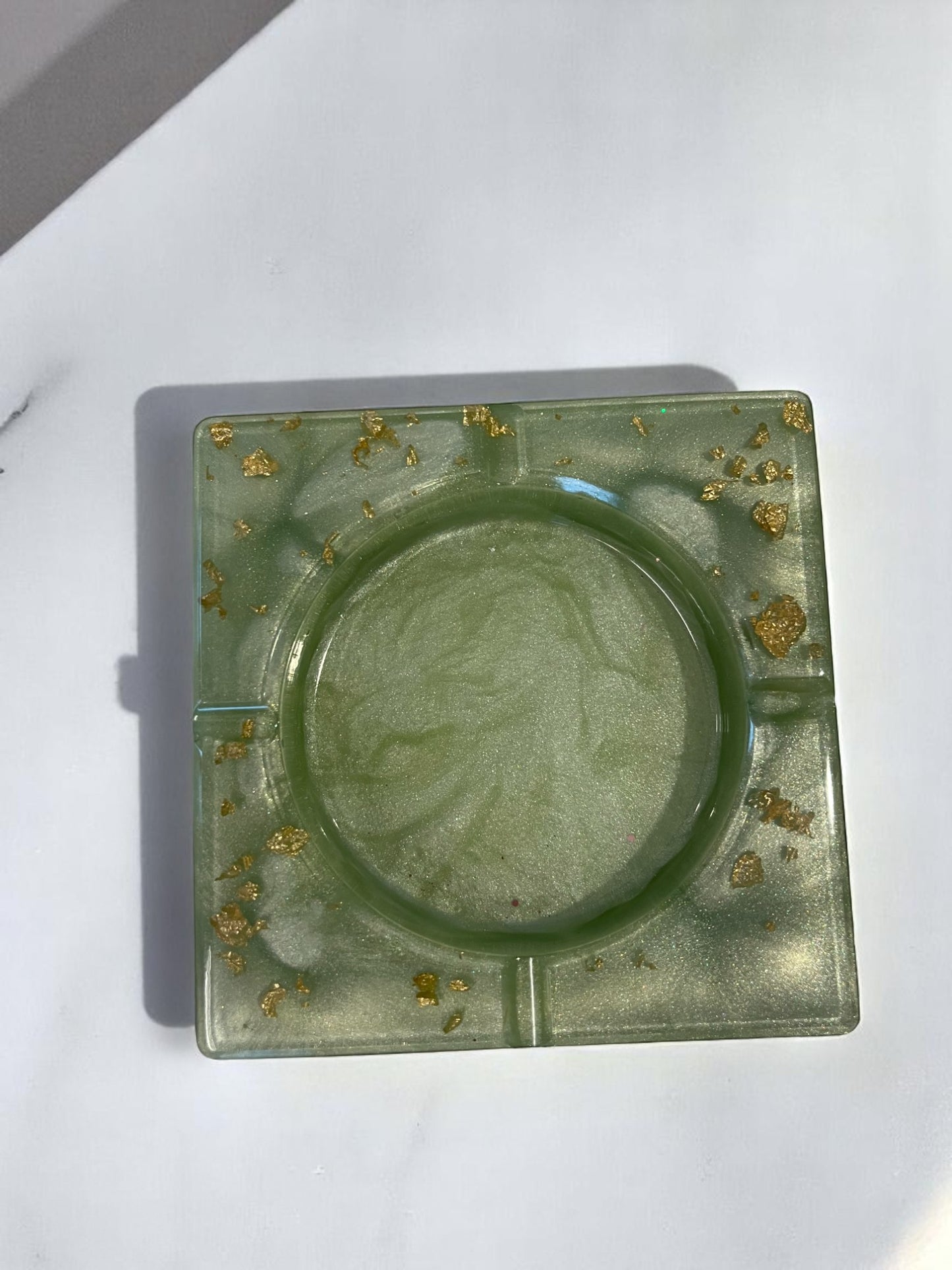 Pistachio Resin Square Ashtray